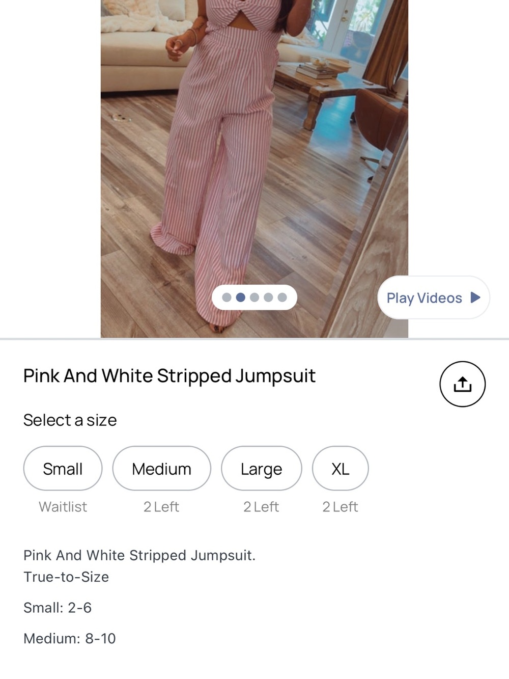 Women’s Pink Striped One-Piece Jumpsuit - Picture 3 of 3